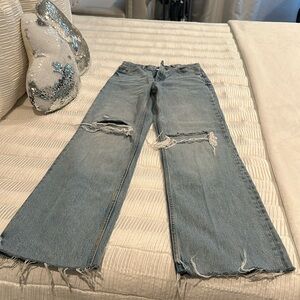 Wide leg ripped jeans